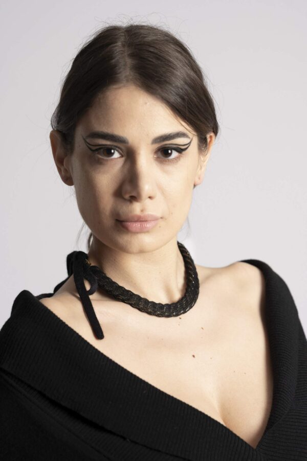 CASHMERE CHOKER WITH GROUMETTE CHAIN - Image 2