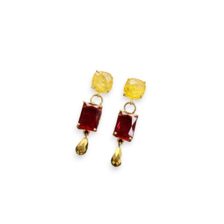 Cabochon earrings with pendant