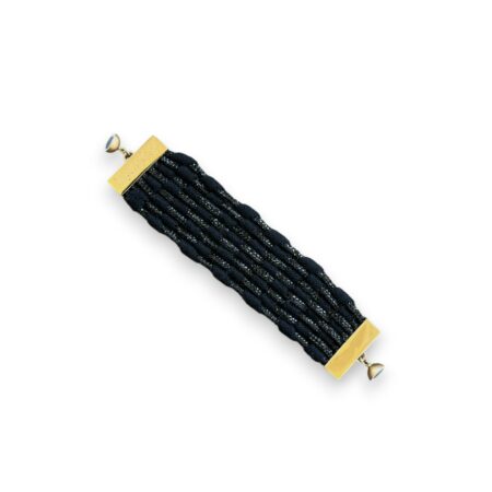 Cashmere bracelet 8 strings braided with black crystals Size S