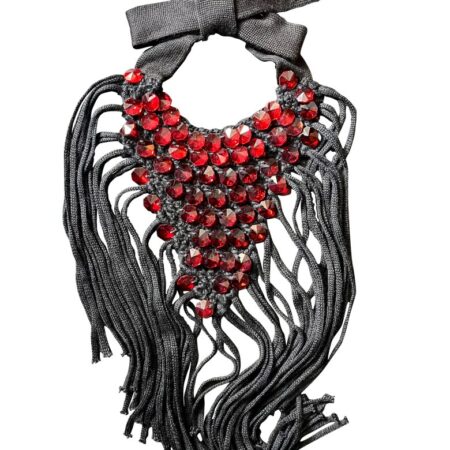 Vshape cashmere necklace with crystals