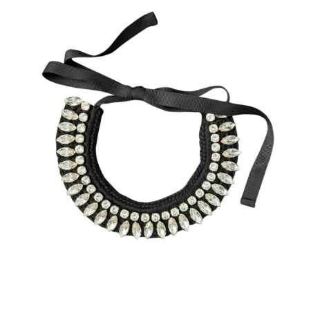 Crystals and black cashmere choker