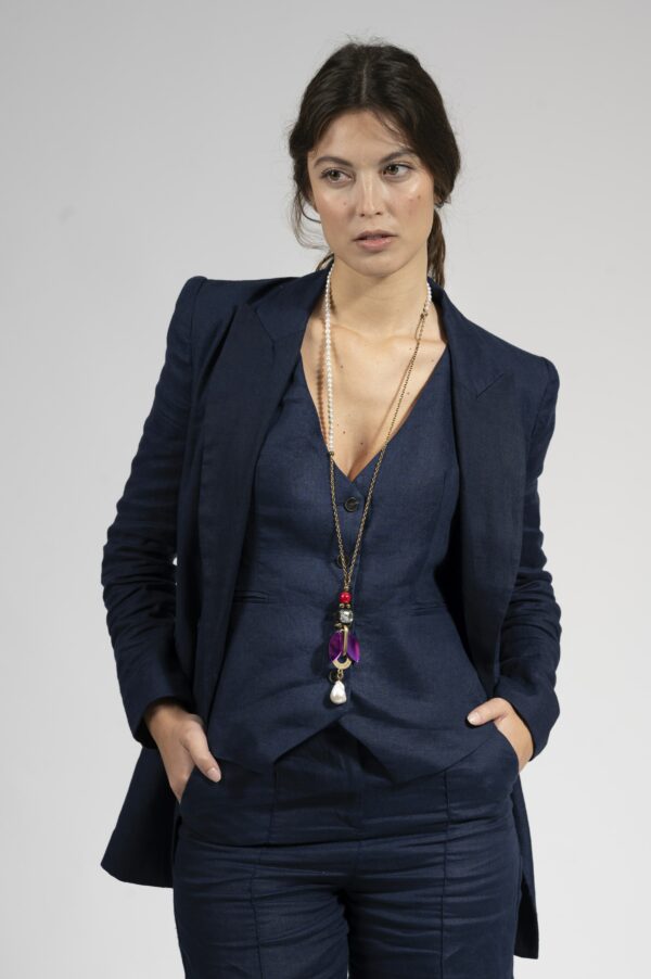 Collana cabochon con foglie viola - immagine 2