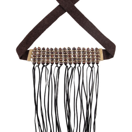 Goliera perle bronzo con frange 15 file