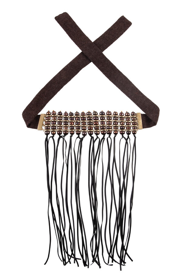 Goliera perle bronzo con frange 15 file