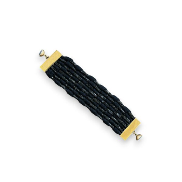 Bracciale cachemire 8 fili con intreccio cristalli neri Tg. S