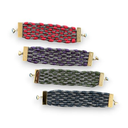 Bracciale cachemire 8 fili con intreccio cristalli BD Tg. S rosso
