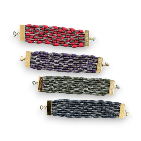 Bracciale cachemire 8 fili con intreccio cristalli BD Tg. S rosso