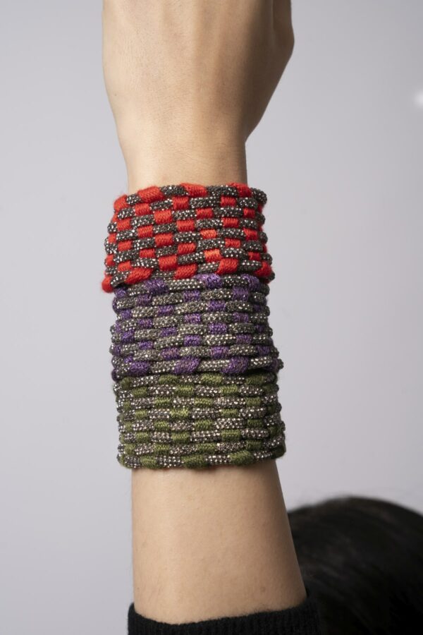 Bracciale cachemire 11 fili con intreccio cristalli BD Tg. S oliva - immagine 2