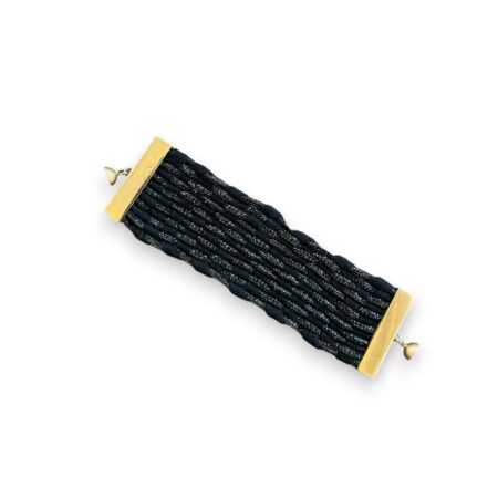 Bracciale cachemire 11 fili con intreccio cristalli neri Tg. S