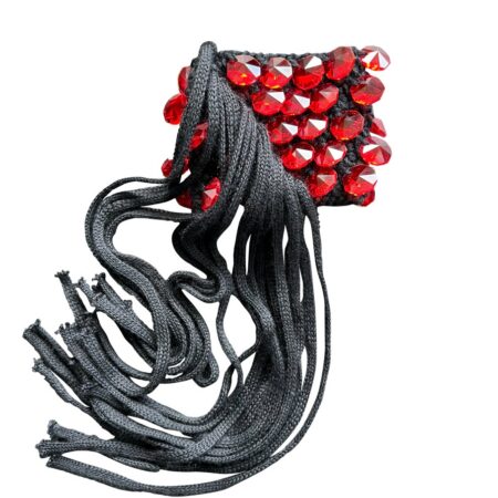 Polsino cachemire stretch con cristalli e frange