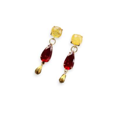 Cabochon earrings with drops