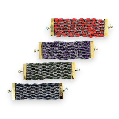 Cashmere bracelet 11 strings braided with BD crystals Size S olive