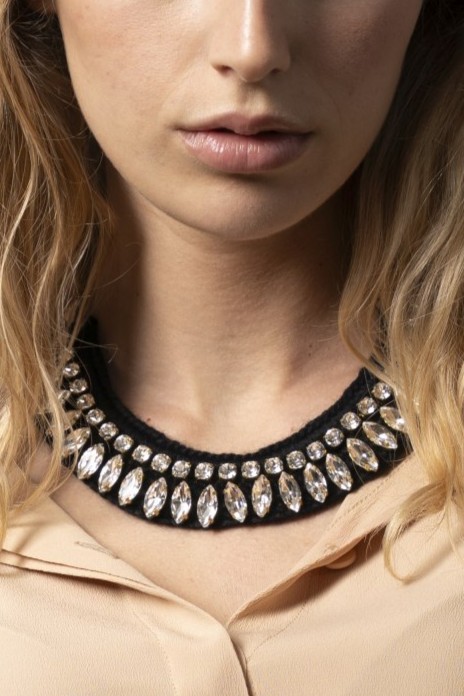 girocollo cachemire e cristalli cashmere and crystals choker centopercentocachemire haute couture jewelry