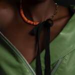 girocollo corallo bamboo e lino estate 2026 - choker, bamboo coral and linen, summer 2026 . The Haute Couture Jewelry