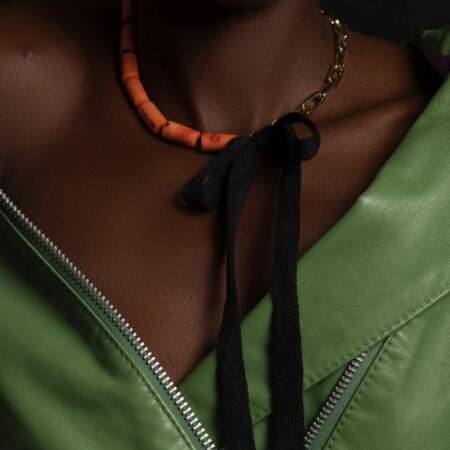 girocollo corallo bamboo e lino estate 2026 - choker, bamboo coral and linen, summer 2026 . The Haute Couture Jewelry