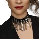 Girocollo cachemire e barre oro Cashmare choker with gold bars Centopercentocachemire haute couture jewellery