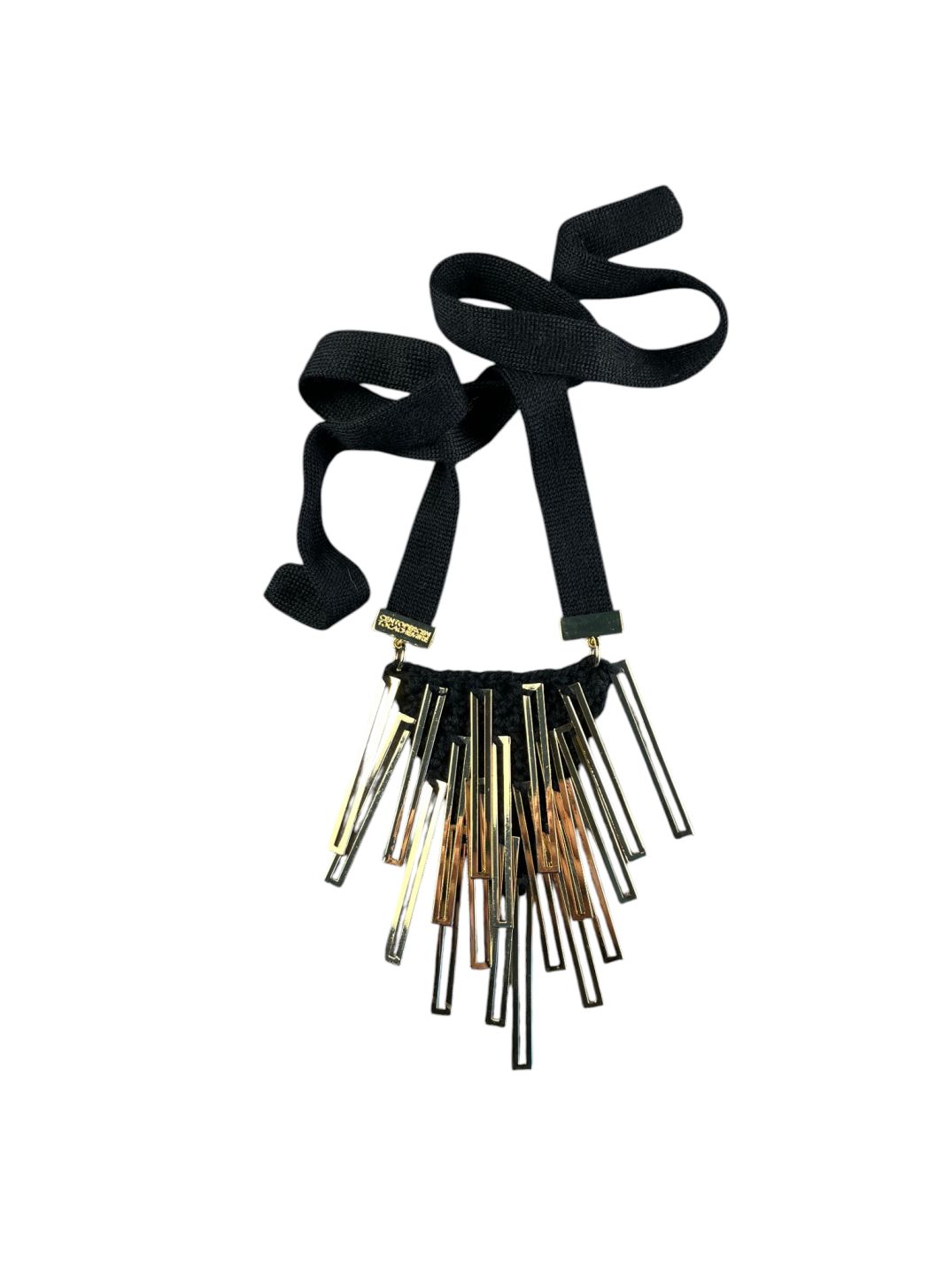 Collana con pendente in cachemire e barre oro cashmere necklace with gold bars centopercentocachemire haute couture jewellery