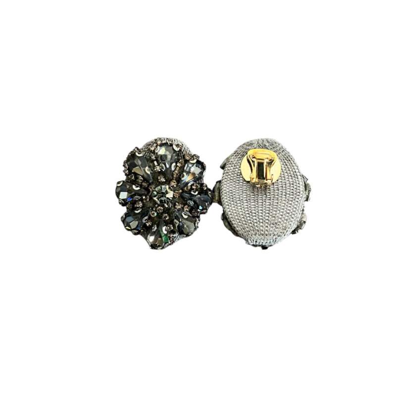 orecchini con clip in cachemire e cristalli clip earrings in cashmere and crystals Centopercentocachemire haute couture jewellery