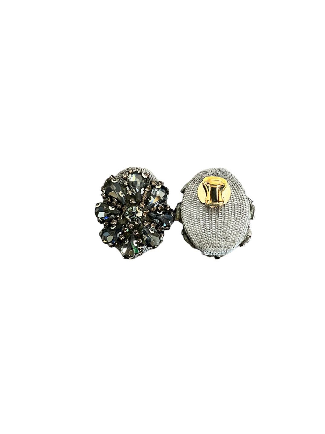 orecchini con clip in cachemire e cristalli clip earrings in cashmere and crystals Centopercentocachemire haute couture jewellery