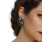 orecchini con clip in cachemire e cristalli clip earrings in cashmere and crystals Centopercentocachemire haute couture jewellery